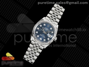 DateJust 36 126234 SS VSF 1:1 Best Edition Blue Texuted Diamonds Dial on Jubilee Bracelet DD3235