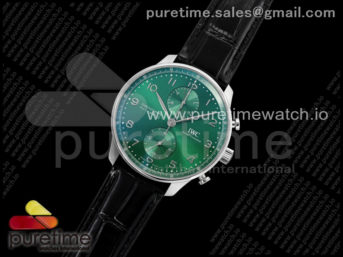 Portugieser Chrono IW371615 APSF 1:1 Best Edtion Green Dial on Black Leather Strap DD69355 Super Clo